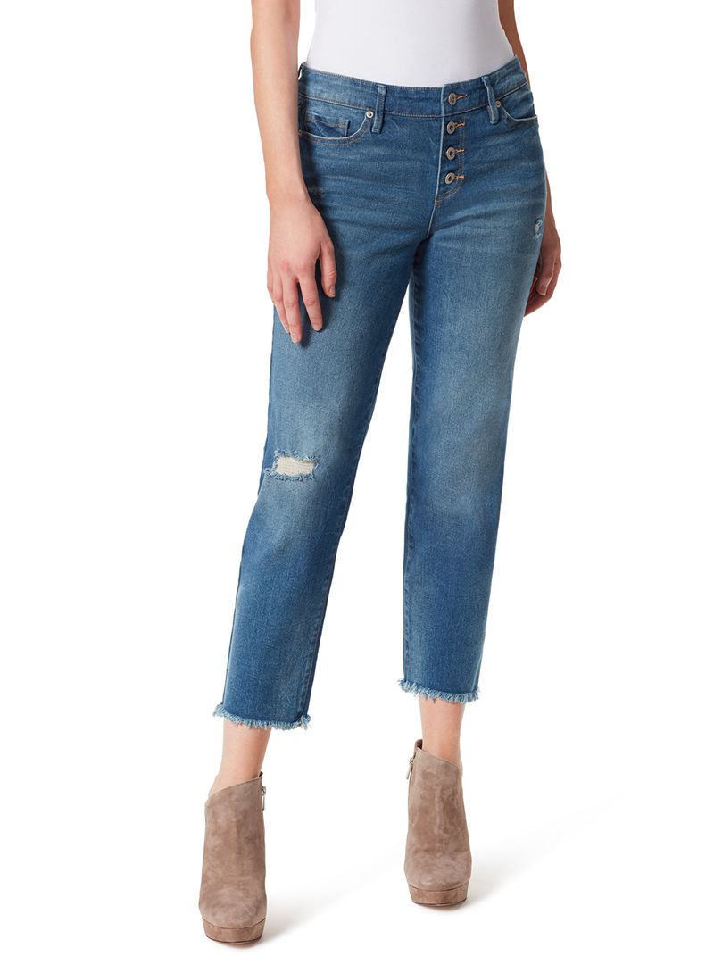 Calça Jeans Jessica Simpson Arrow Straight Ankle Feminino Azuis | 34602MAUR