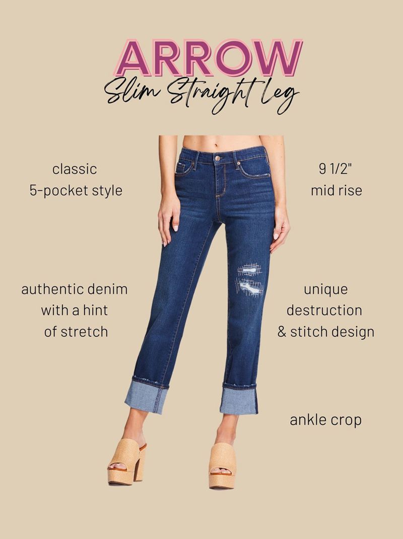 Calça Jeans Jessica Simpson Arrow Straight Ankle Feminino Azuis | 37105GNBF