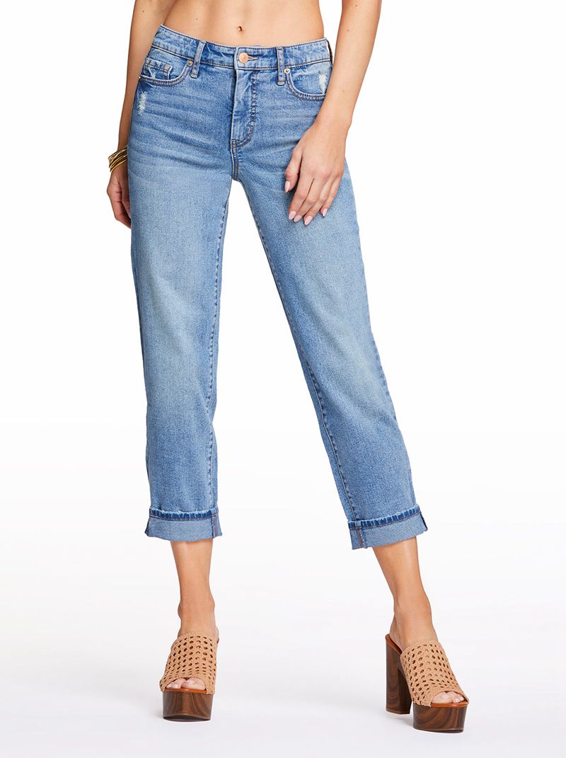 Calça Jeans Jessica Simpson Spotlight High Rise Straight Feminino Azuis | 87230SJWR