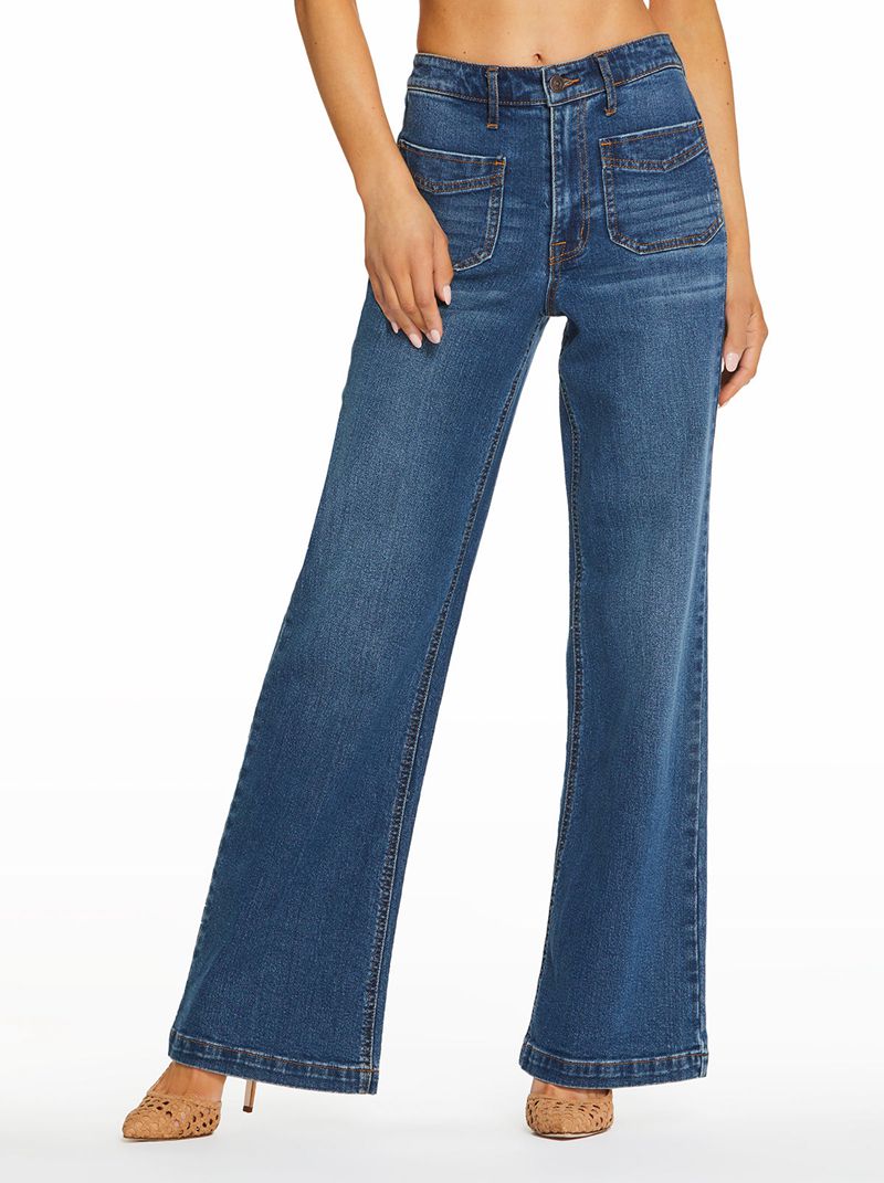 Calça Jeans Jessica Simpson Tease High Rise Largos Leg Feminino Azuis | 46913VCEN