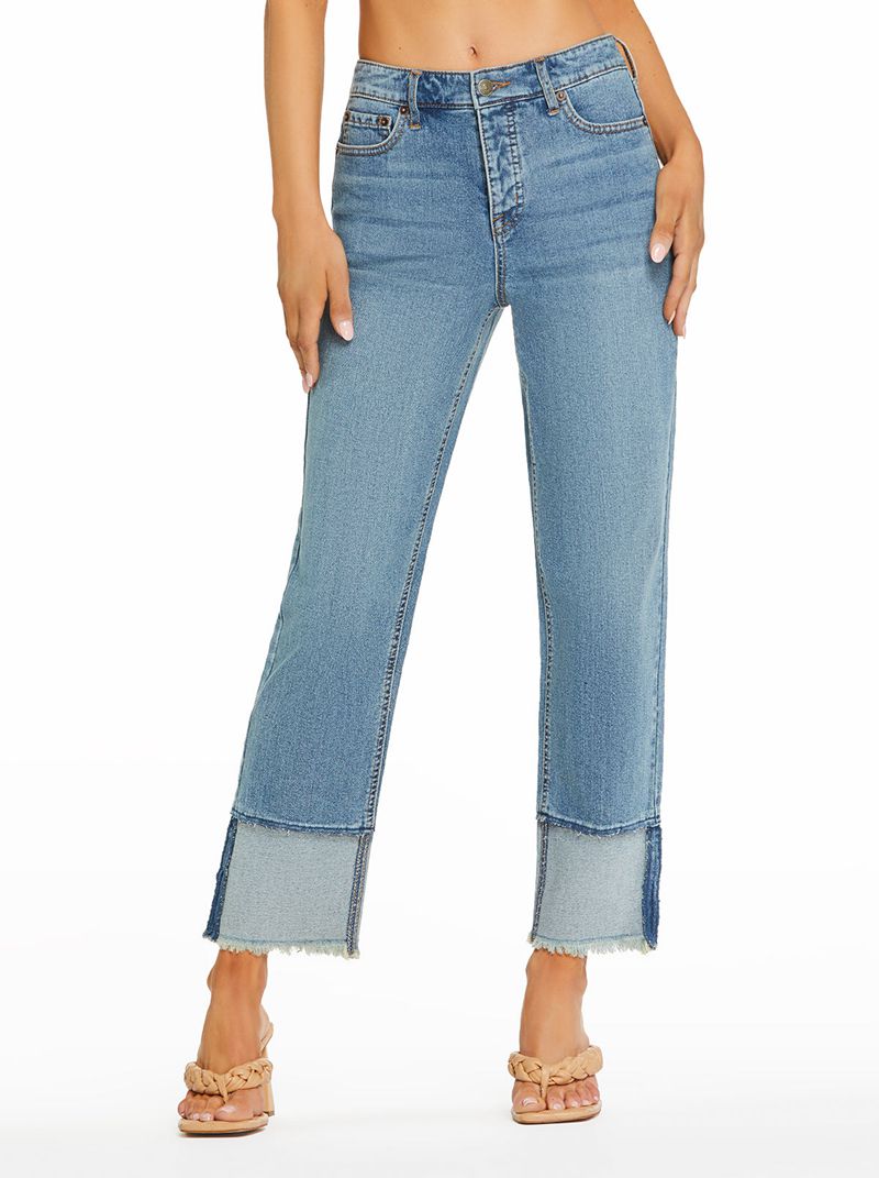 Calça Jeans Jessica Simpson Throwback Straight Feminino Azuis | 39726OGYV