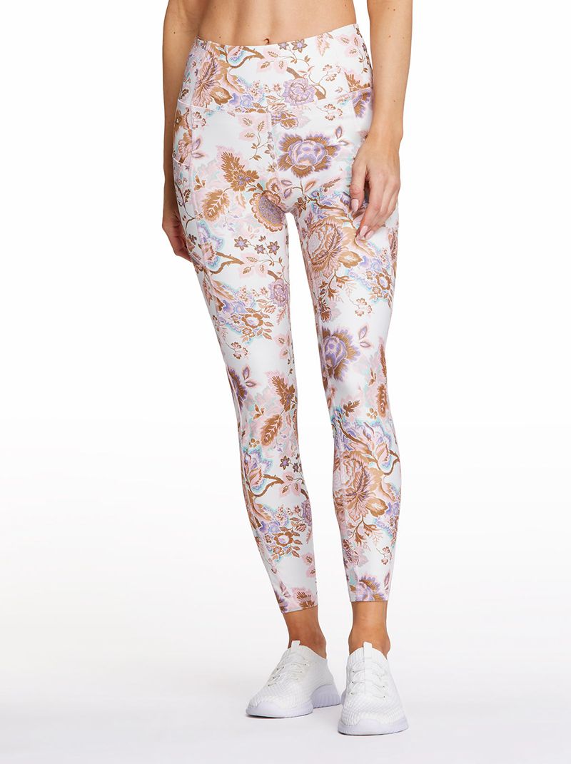 Leggings Jessica Simpson Tummy Control Ankle Legg Feminino Branco Bege | 93581VMOI