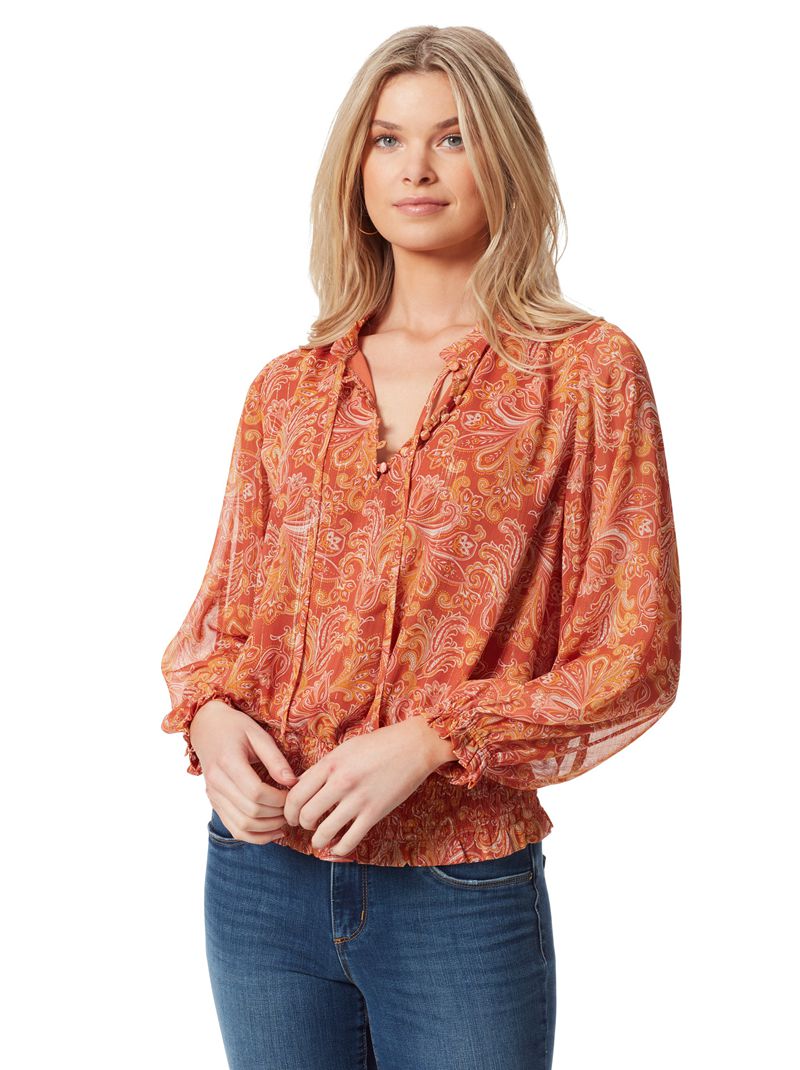 Tops Jessica Simpson Emery Blouse Feminino Laranja | 90841FTMA