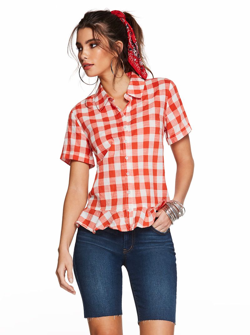 Tops Jessica Simpson Nellie Feminino Branco Laranja | 80391WFDC