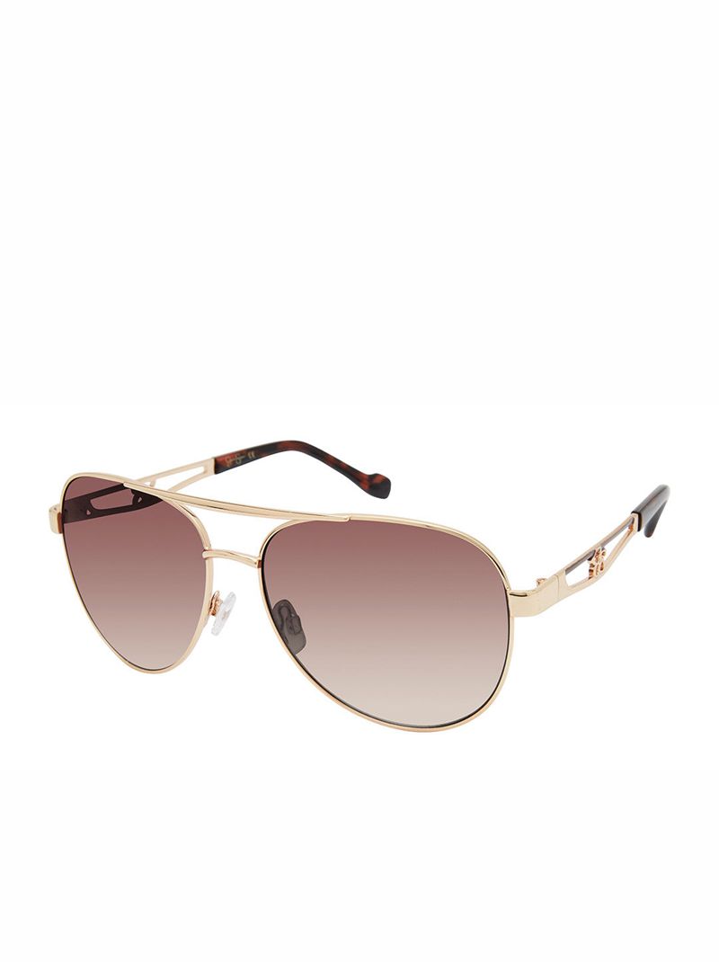 Óculos De Sol Jessica Simpson Classicos Metal Vented Temple Aviator Feminino Douradas | 14907RHUE