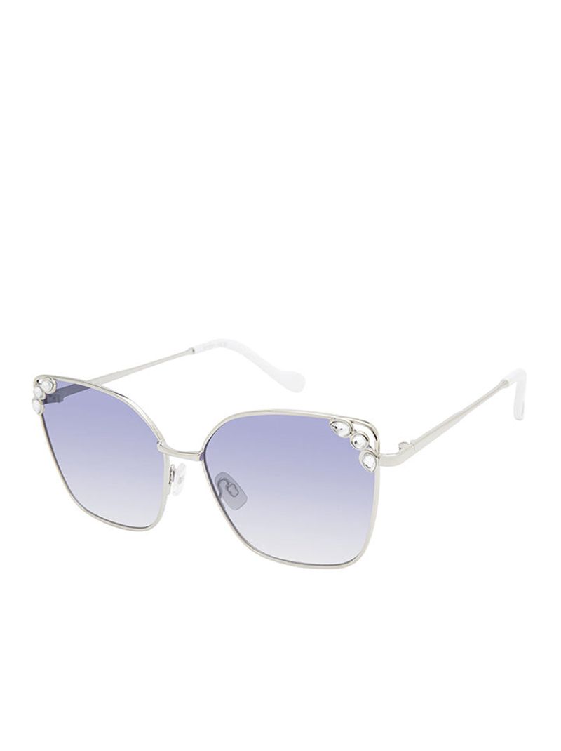 Óculos De Sol Jessica Simpson Jeweled Metal Cat-Eye Feminino Prateadas Branco | 56847HTCA