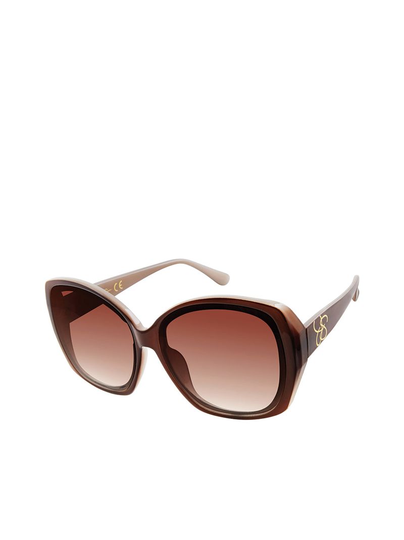 Óculos De Sol Jessica Simpson Two Tone Geometric Feminino Marrom Bege | 50236TNYB