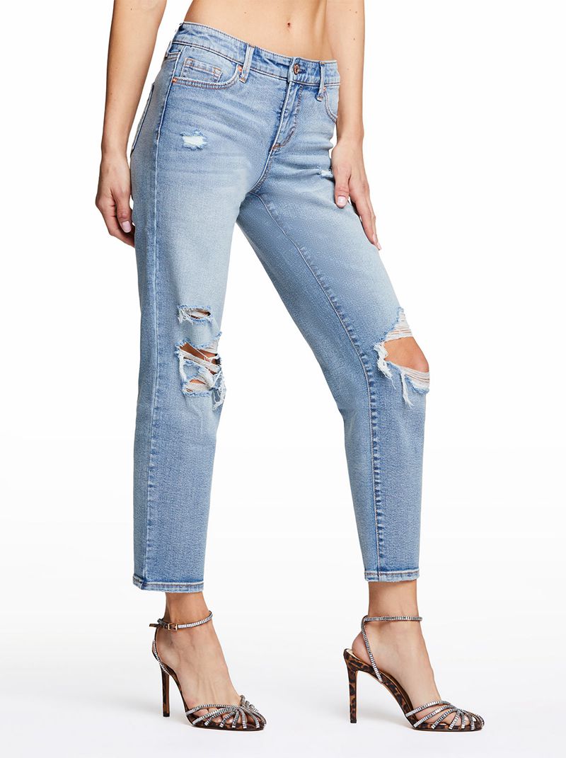 Calça Jeans Jessica Simpson Arrow Straight Ankle Feminino Azuis | 30654SUQX