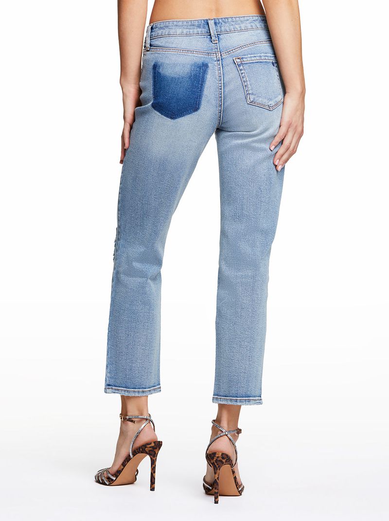 Calça Jeans Jessica Simpson Arrow Straight Ankle Feminino Azuis | 30654SUQX