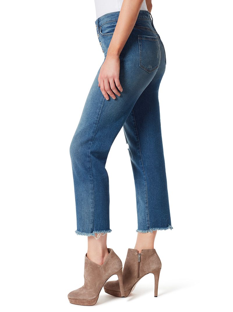 Calça Jeans Jessica Simpson Arrow Straight Ankle Feminino Azuis | 34602MAUR