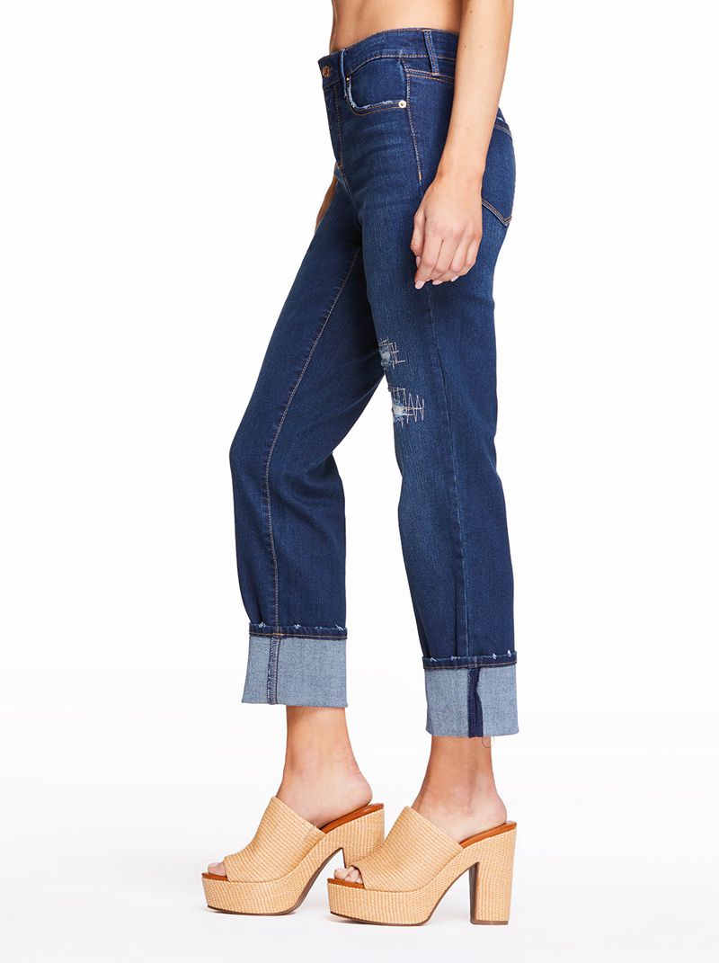 Calça Jeans Jessica Simpson Arrow Straight Ankle Feminino Azuis | 37105GNBF