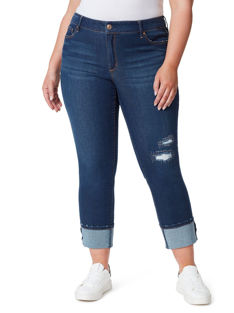 Calça Jeans Jessica Simpson Arrow Straight Ankle Feminino Azuis | 37105GNBF