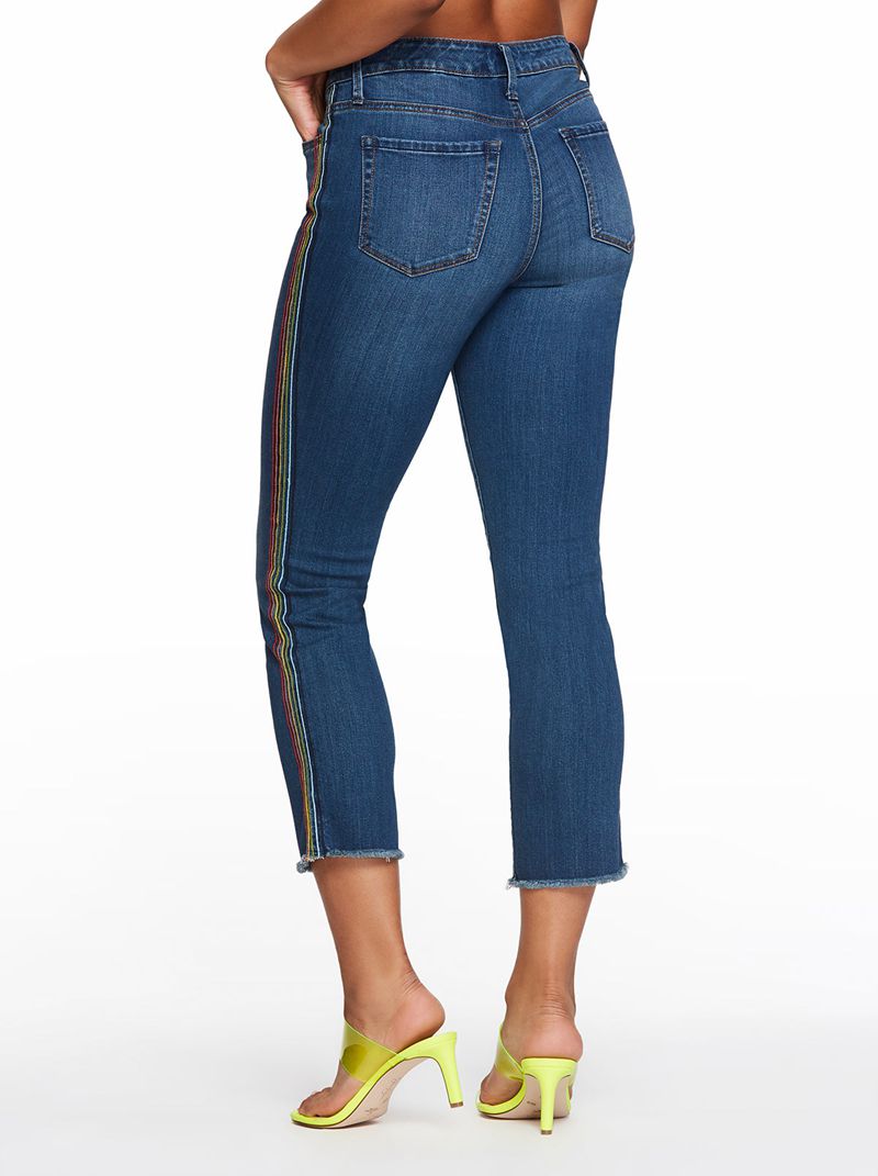 Calça Jeans Jessica Simpson Arrow Straight Ankle Feminino Azuis | 61078CDOS