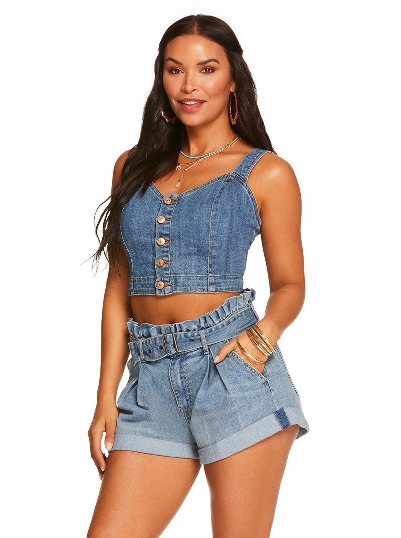 Calça Jeans Jessica Simpson Clara Bustier Feminino Azuis | 60124AWZM