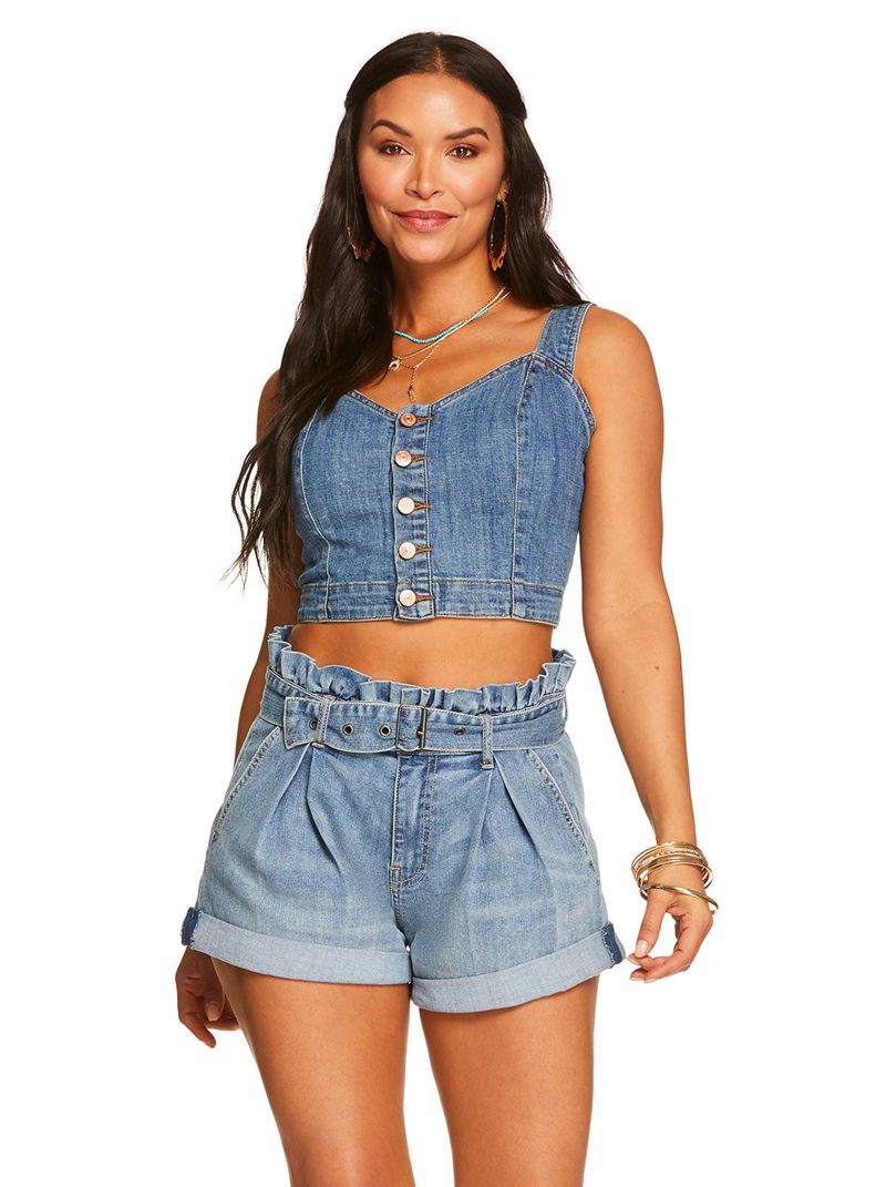 Calça Jeans Jessica Simpson Clara Bustier Feminino Azuis | 60124AWZM