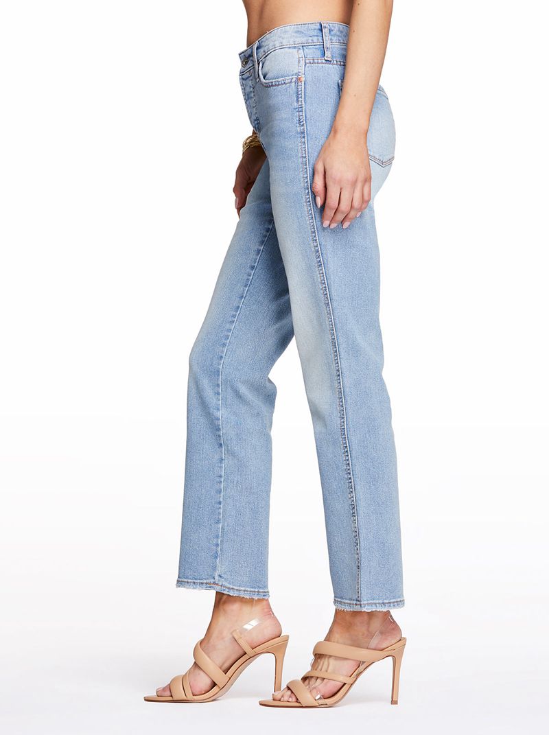 Calça Jeans Jessica Simpson Flirt High Rise Straight Crop Feminino Azuis | 13856VSHY