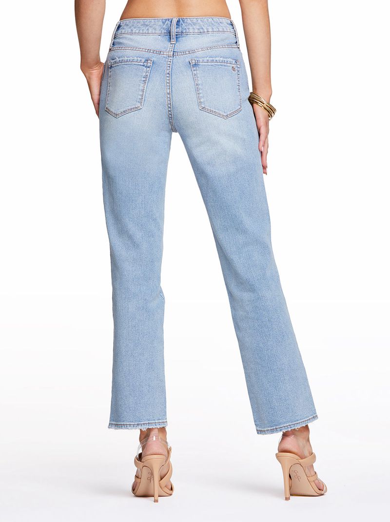 Calça Jeans Jessica Simpson Flirt High Rise Straight Crop Feminino Azuis | 13856VSHY