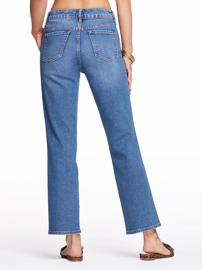 Calça Jeans Jessica Simpson Flirt High Rise Straight Crop Feminino Azuis | 60457BWEJ