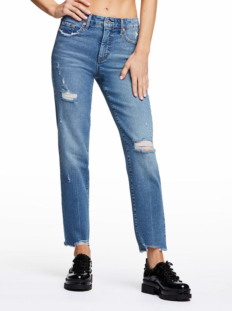 Calça Jeans Jessica Simpson Spotlight High Rise Straight Feminino Azuis | 10275MJSB