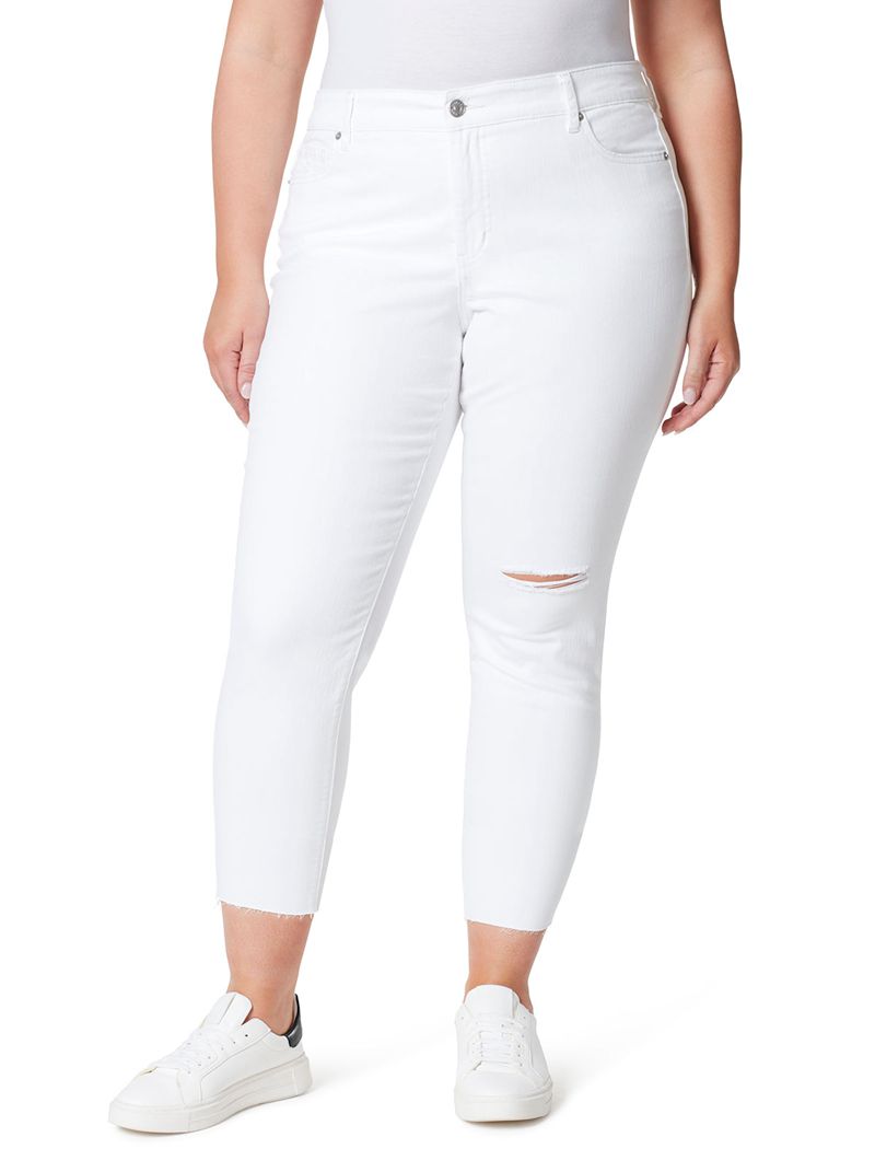 Calça Jeans Jessica Simpson Spotlight High Rise Straight Feminino Branco | 12839SWHU