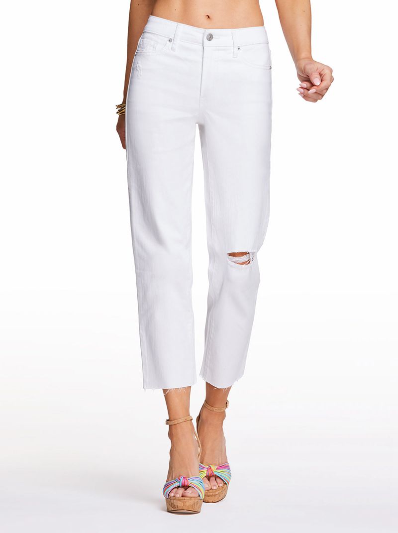 Calça Jeans Jessica Simpson Spotlight High Rise Straight Feminino Branco | 12839SWHU