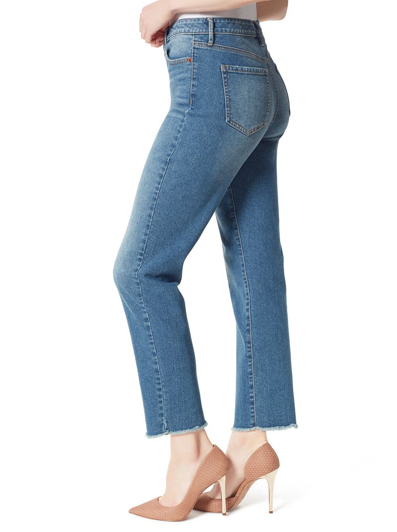 Calça Jeans Jessica Simpson Spotlight High Rise Straight Feminino Azuis | 17562UJQO