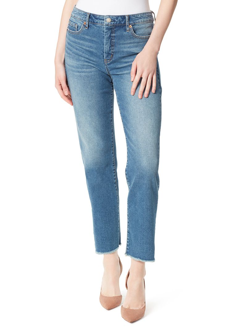 Calça Jeans Jessica Simpson Spotlight High Rise Straight Feminino Azuis | 17562UJQO