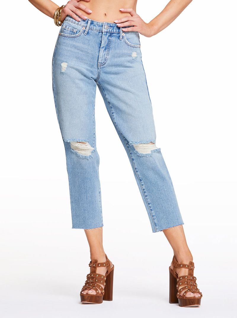 Calça Jeans Jessica Simpson Spotlight High Rise Straight Feminino Azuis | 34160JVNC