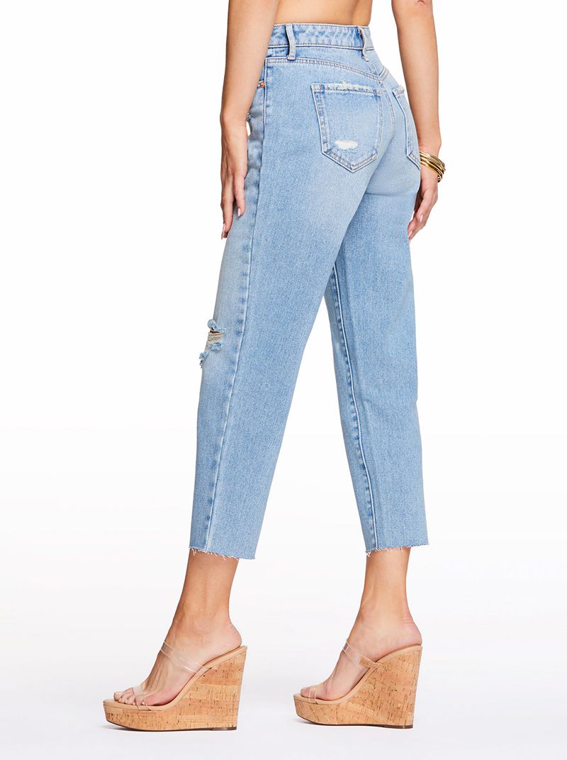 Calça Jeans Jessica Simpson Spotlight High Rise Straight Feminino Azuis | 34160JVNC