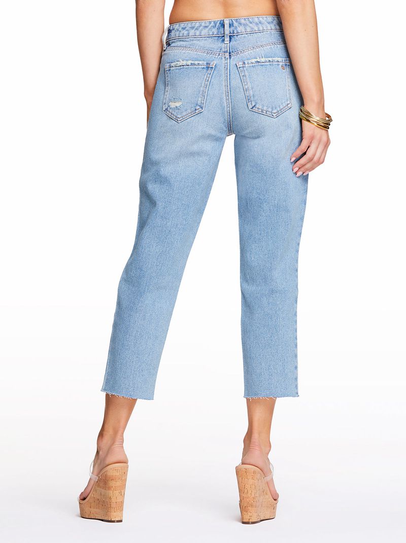 Calça Jeans Jessica Simpson Spotlight High Rise Straight Feminino Azuis | 34160JVNC