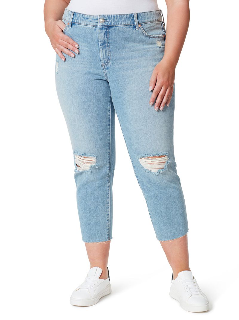 Calça Jeans Jessica Simpson Spotlight High Rise Straight Feminino Azuis | 34160JVNC