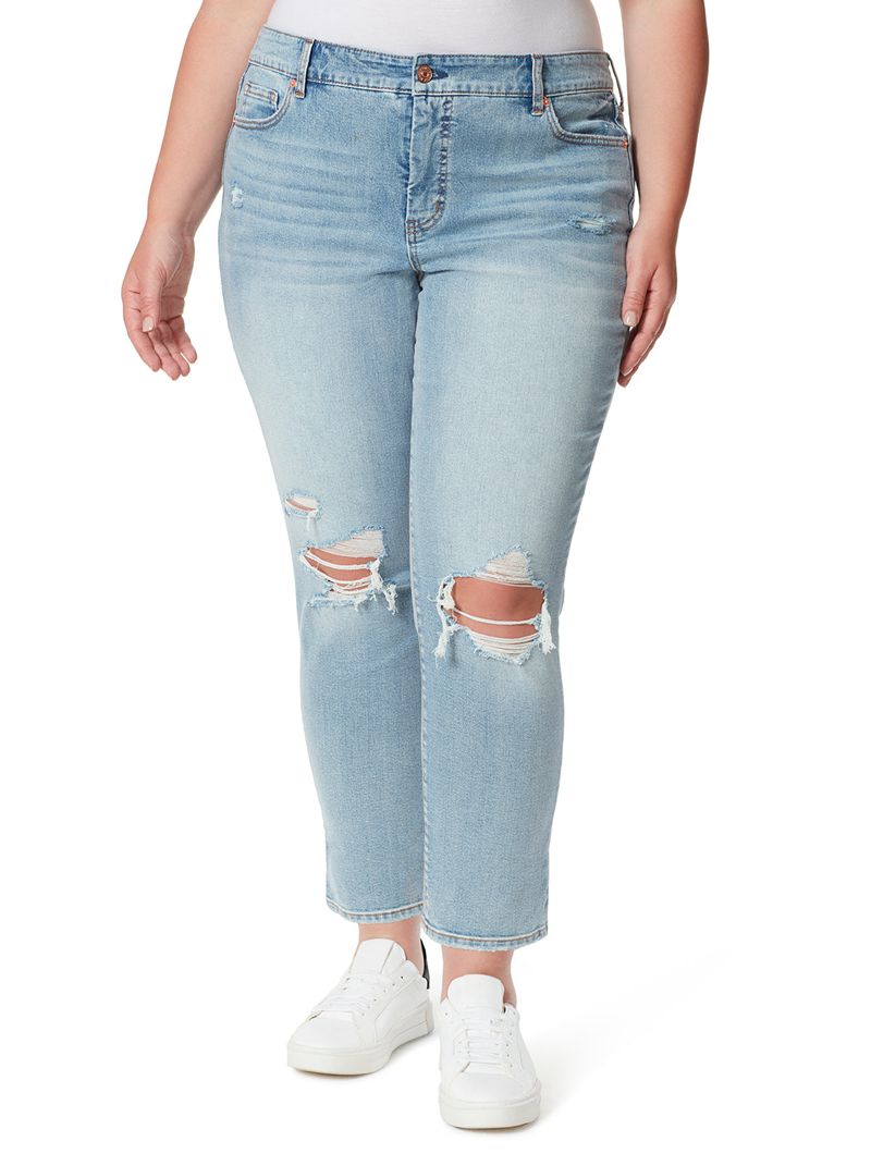 Calça Jeans Jessica Simpson Spotlight High Rise Straight Feminino Azuis | 91840GAJM