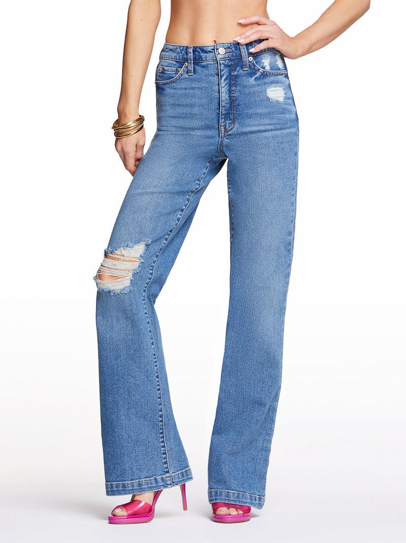 Calça Jeans Jessica Simpson Tease High Rise Largos Leg Feminino Azuis | 28635IHPJ