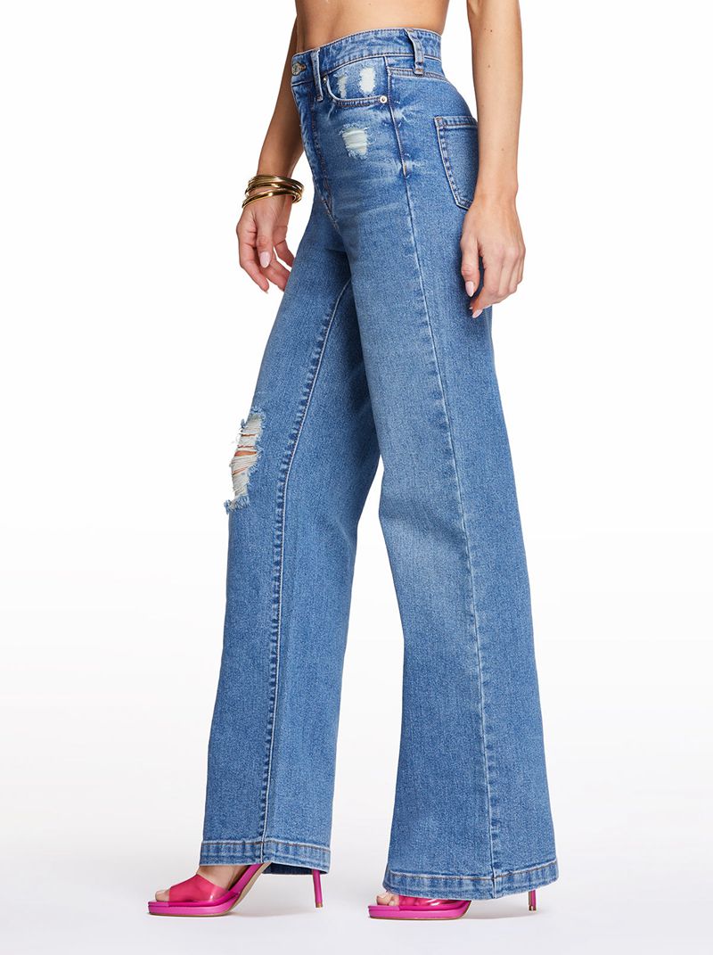 Calça Jeans Jessica Simpson Tease High Rise Largos Leg Feminino Azuis | 28635IHPJ