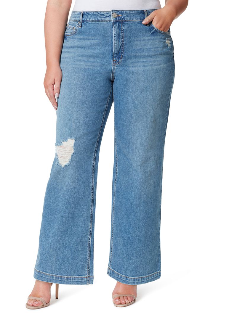 Calça Jeans Jessica Simpson Tease High Rise Largos Leg Feminino Azuis | 28635IHPJ