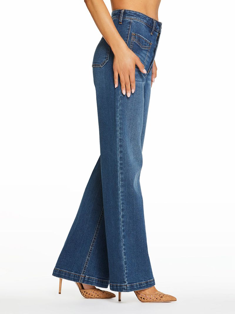 Calça Jeans Jessica Simpson Tease High Rise Largos Leg Feminino Azuis | 46913VCEN