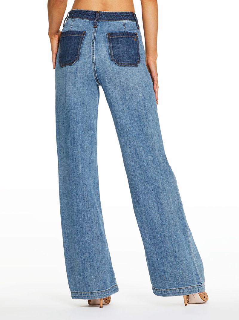 Calça Jeans Jessica Simpson Tease High Rise Largos Leg Feminino Azuis | 54926IYNQ