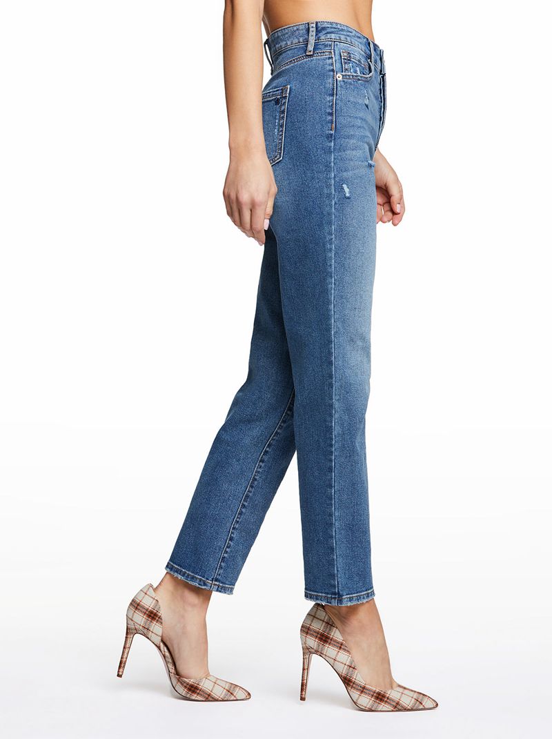 Calça Jeans Jessica Simpson Throwback Straight Feminino Azuis | 36805FYAH