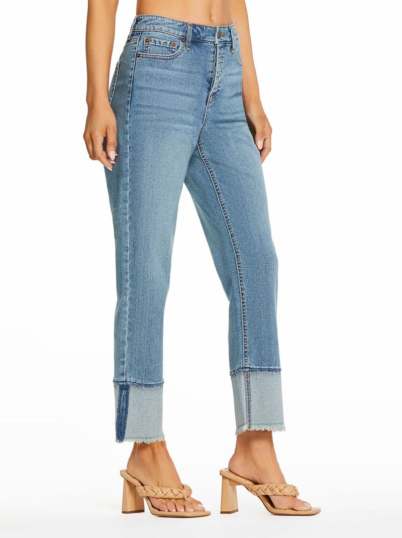 Calça Jeans Jessica Simpson Throwback Straight Feminino Azuis | 39726OGYV