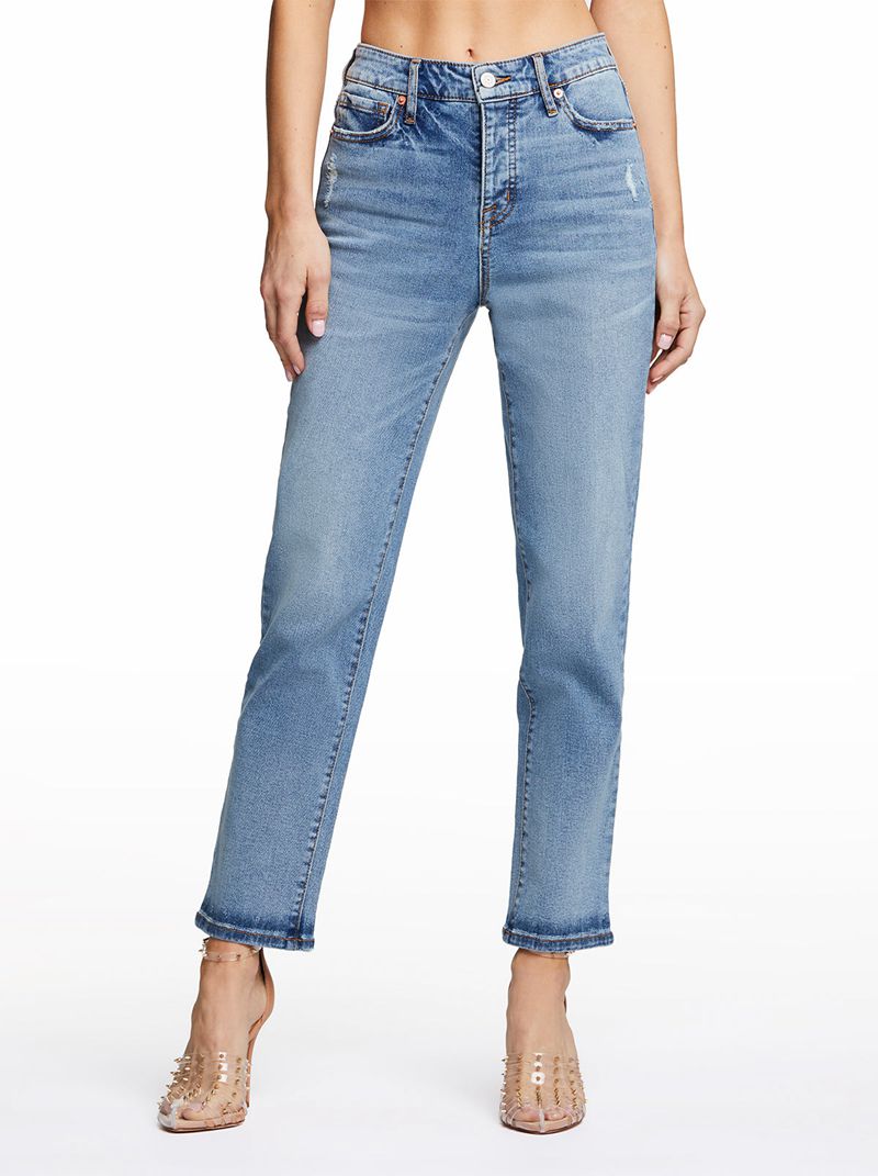 Calça Jeans Jessica Simpson Throwback Straight Feminino Azuis | 45196HGRM