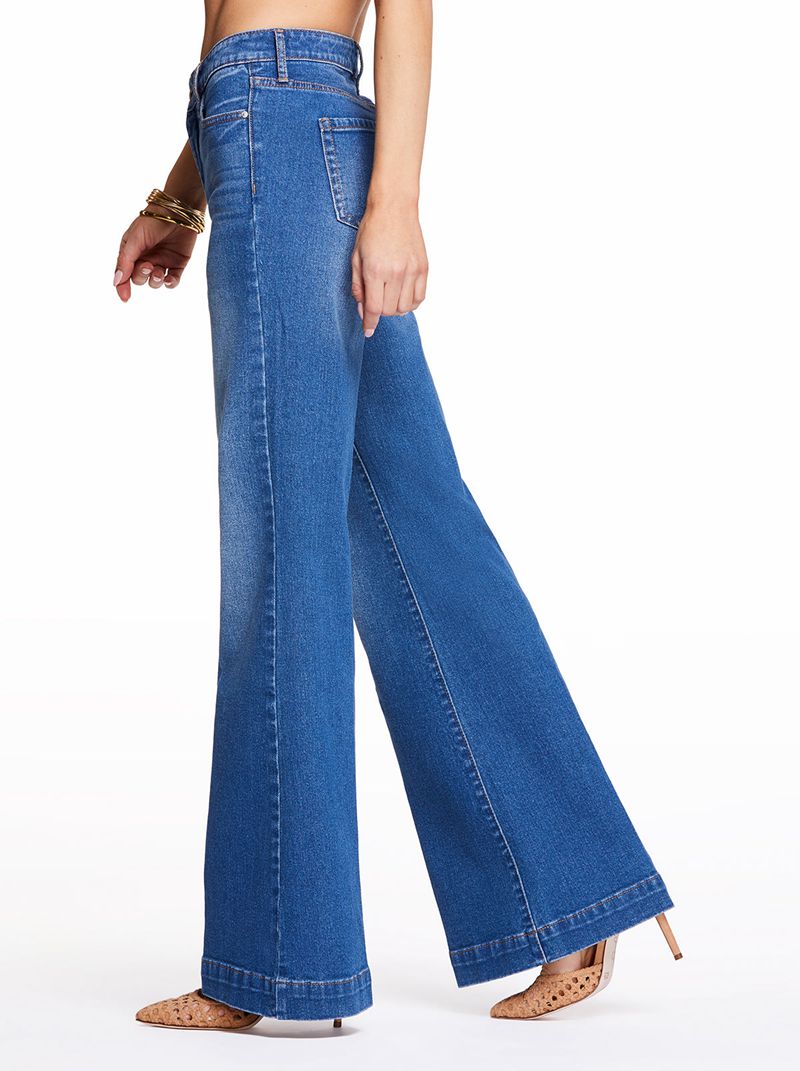 Calça Jeans Jessica Simpson True Love Largos Leg Feminino Azuis | 83209ZHYS