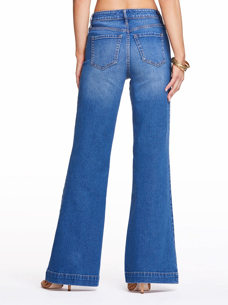 Calça Jeans Jessica Simpson True Love Largos Leg Feminino Azuis | 83209ZHYS