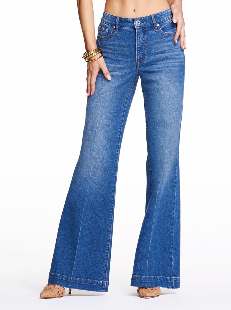 Calça Jeans Jessica Simpson True Love Largos Leg Feminino Azuis | 83209ZHYS