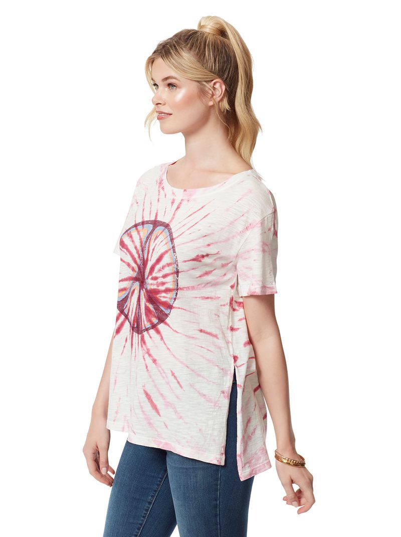 Camiseta Jessica Simpson Chelsea Graphic Feminino Branco Vermelhas | 17389ADVR