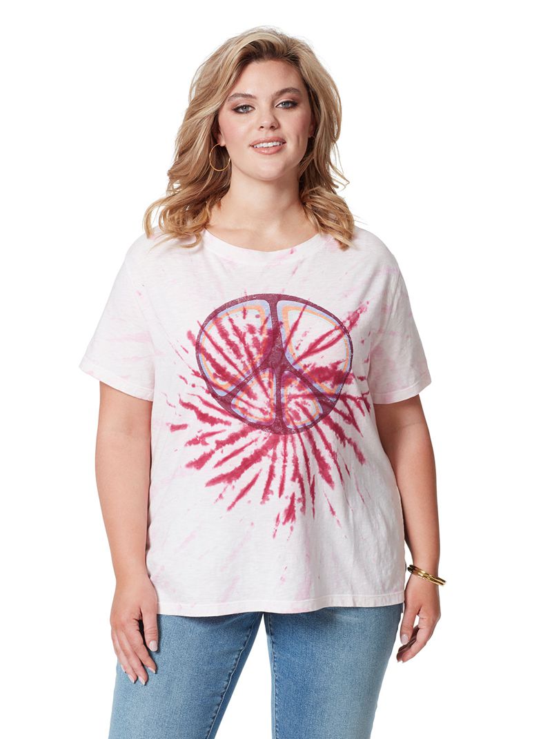 Camiseta Jessica Simpson Chelsea Graphic Feminino Branco Vermelhas | 17389ADVR