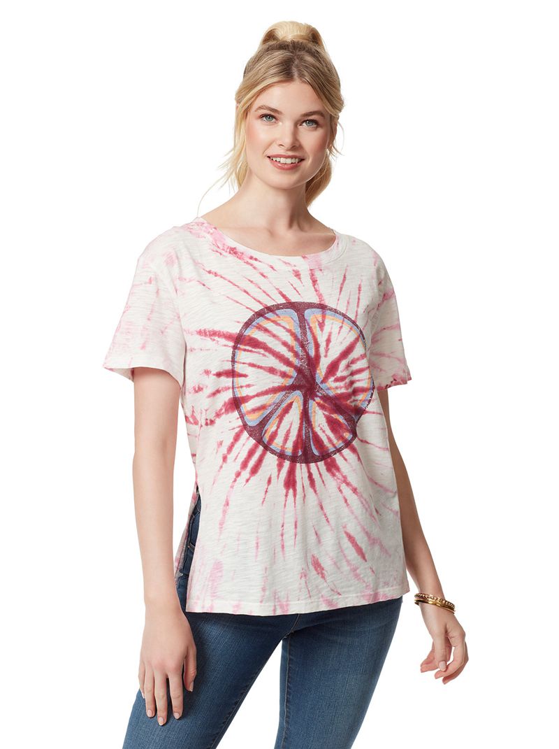 Camiseta Jessica Simpson Chelsea Graphic Feminino Branco Vermelhas | 17389ADVR