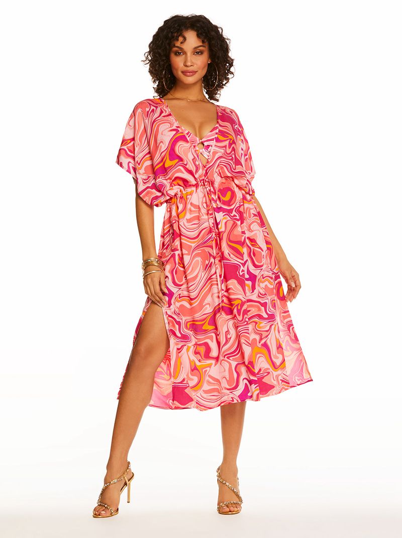 Cover Ups Jessica Simpson Good Vibrations Long Swim Feminino Branco Roxo | 43780NFKB