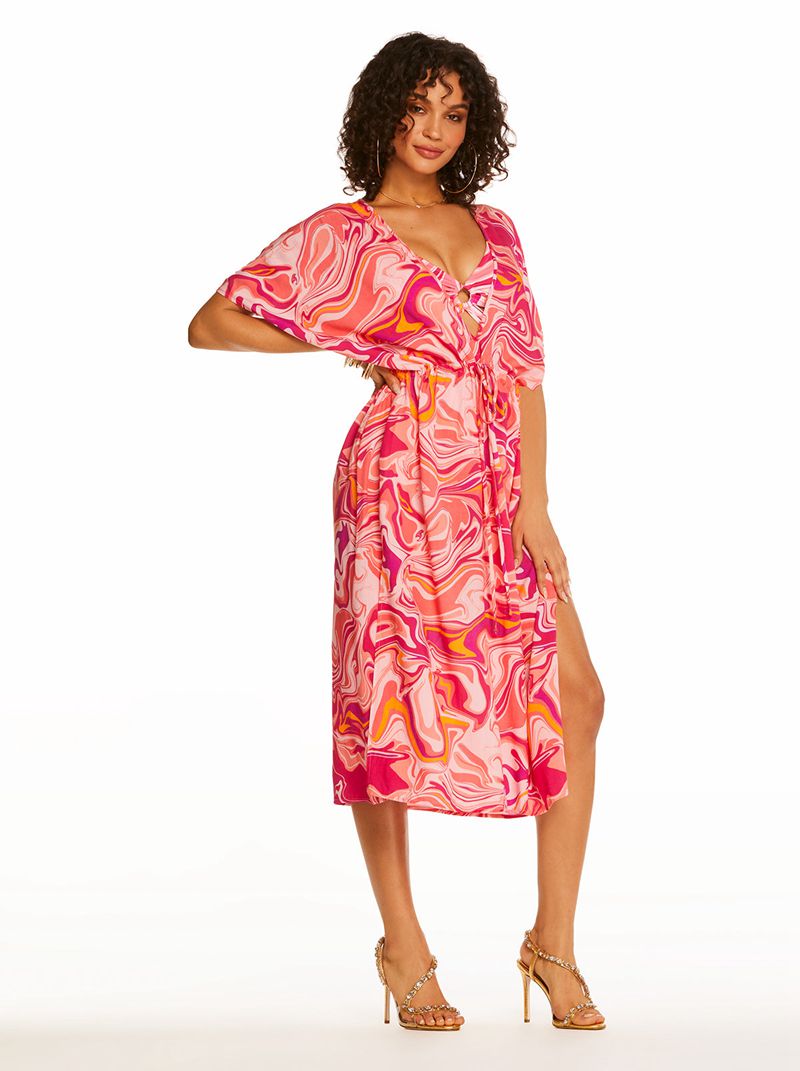 Cover Ups Jessica Simpson Good Vibrations Long Swim Feminino Branco Roxo | 43780NFKB