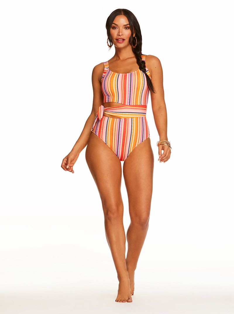 One Piece Jessica Simpson Escape to Pacific Assymetric Feminino Multicoloridas | 37104VTAH