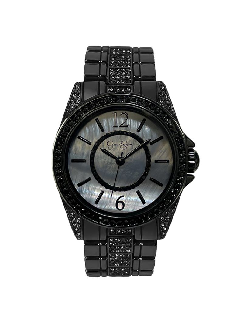 Relógios Jessica Simpson Gunmetal Black Crystal Bracelet Feminino Pretas | 92156MXKD